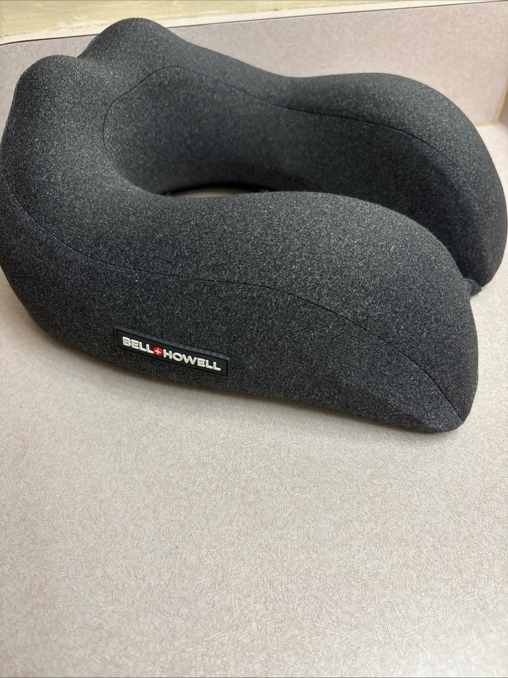 Bell Howell Travel Neck Pillow Gray Memory Foam Support Soft Cover